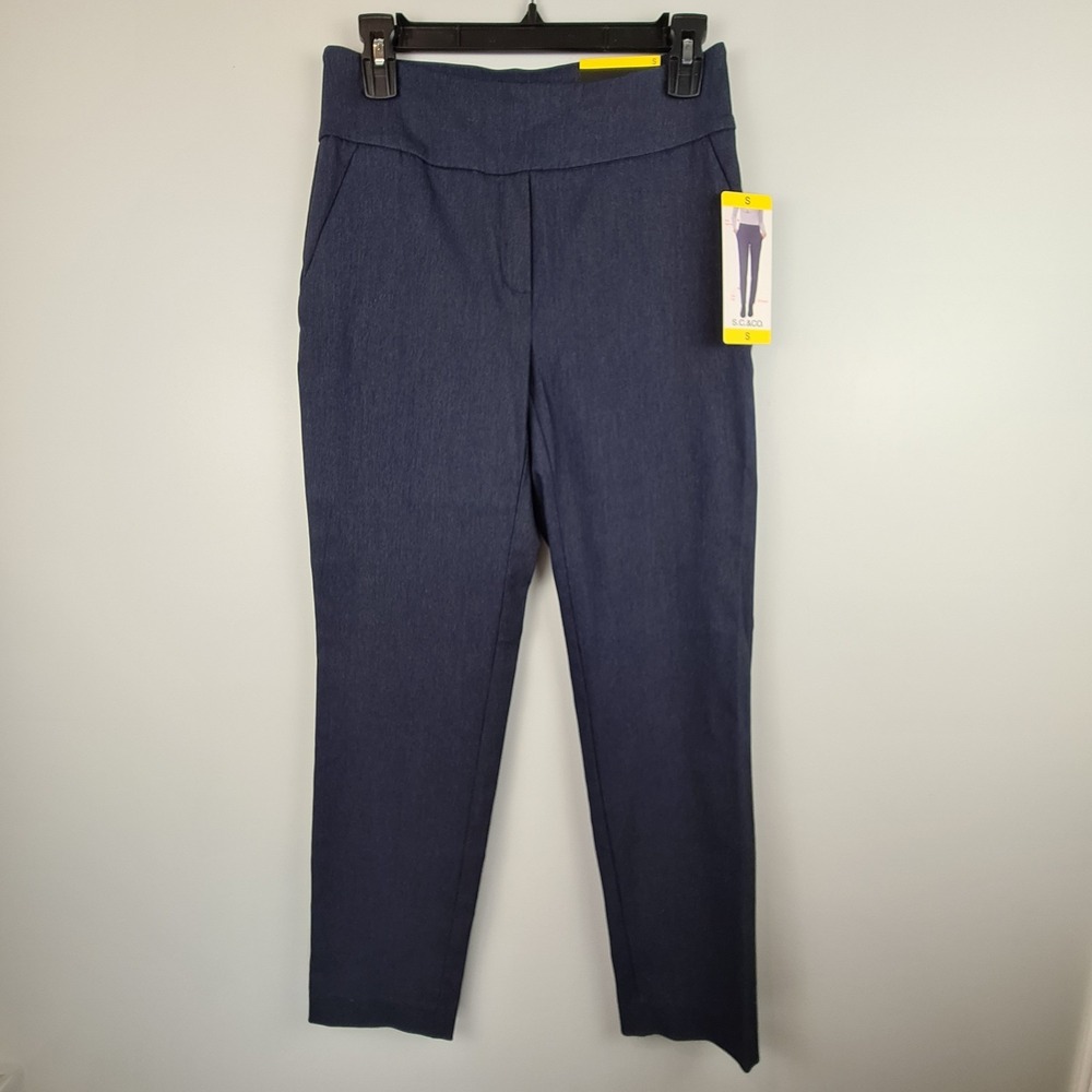 S.C. & CO. Women's Tummy Control Pull On Stretch Dress Pants Small Navy Workwear